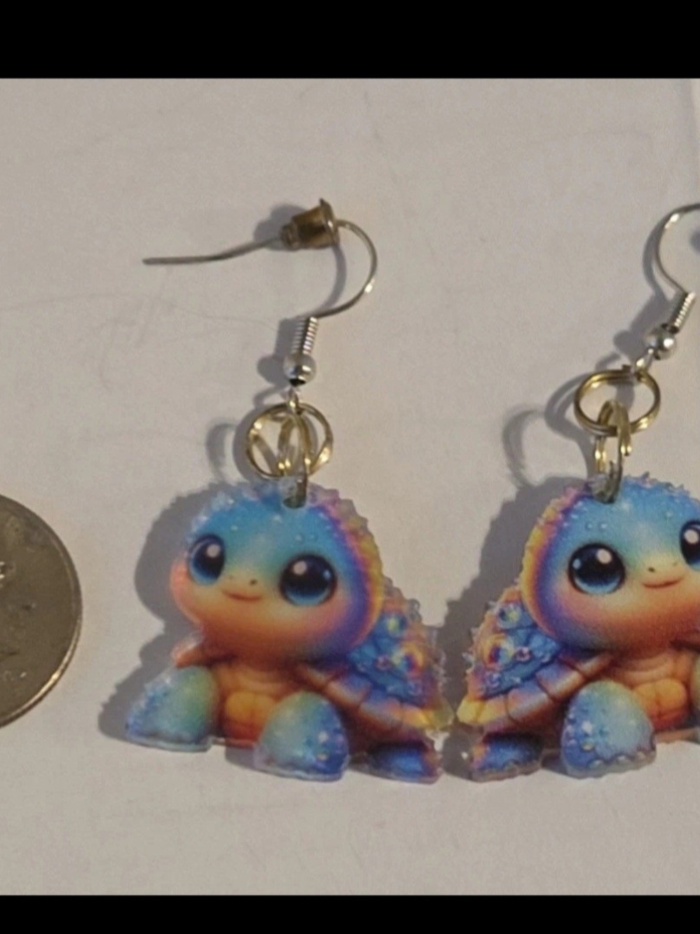 Cute Big Eyed Baby Turtle Double-sided Acrylic Dangle Earrings